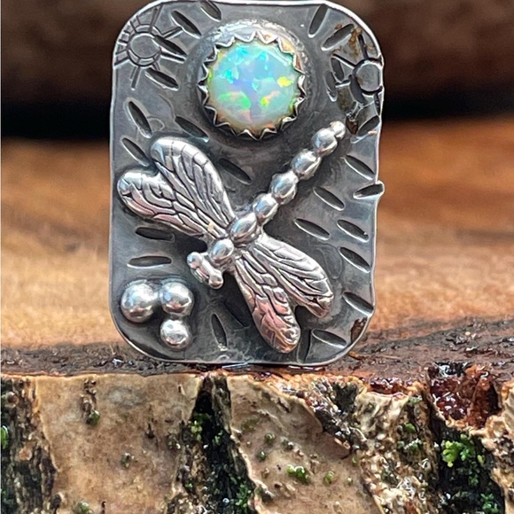 Jody Waltman Dragonfly Ring in Sterling Silver, Opal Accent, Artisan Jewelry - Picture 11 of 15